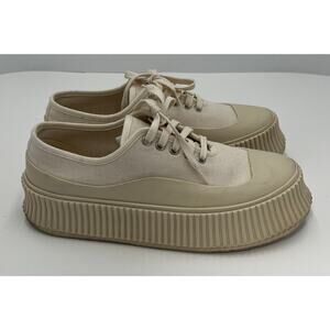 Women's Cream Canvas Platform Sneakers